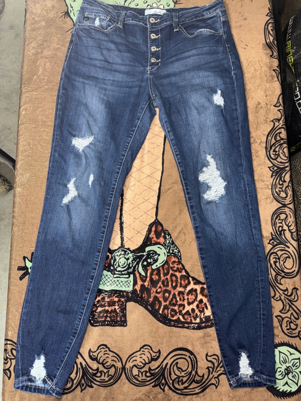 KanCan Dark Blue Distressed Skinny Jeans 15/31